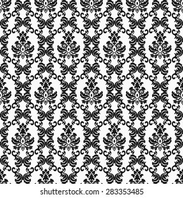 Black White Elegant Floral Vintage Wallpaperseamless Stock Vector ...