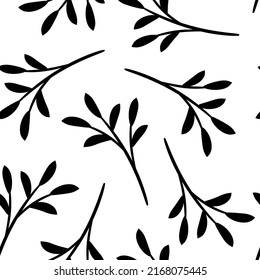 Black and white elegant leaf pattern, seamless repeat background