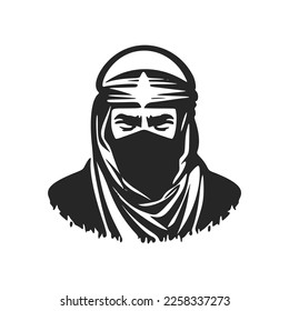 Black and white elegant logo depicting a man of Arab appearance.