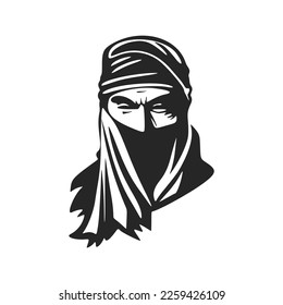Black and white elegant logo depicting a Muslim man.