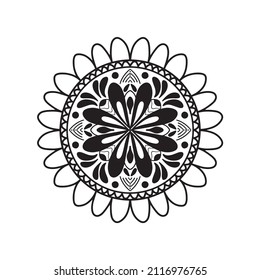Black and white element mandala yoga ornament indian oriental style