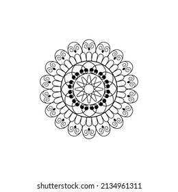 Black and white elements round mandala vector graphics design in illustration.