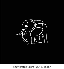 black and white elephant animal, simple and elegant, suitable for use in all fields, especially those related to the animal world