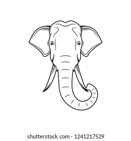 black and white elephant head