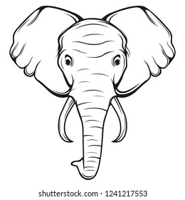 black and white elephant head logo illustration