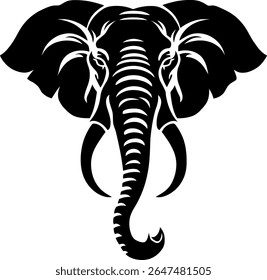 Black and White elephant Head – Minimalist Line Art Vector Illustration for Logo or Print Design