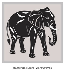 Black and White Elephant Illustration Images.