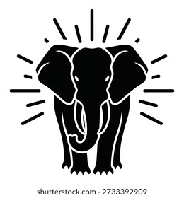 Black and white of an elephant with radiating lines animal light rays de