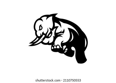 black and white elephant vector drawing
