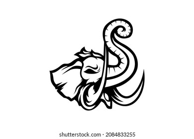 schwarz-weißer Elefant, Vektorgrafik