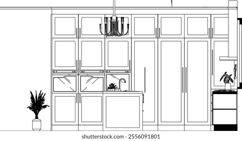 Black and white elevation kitchen design