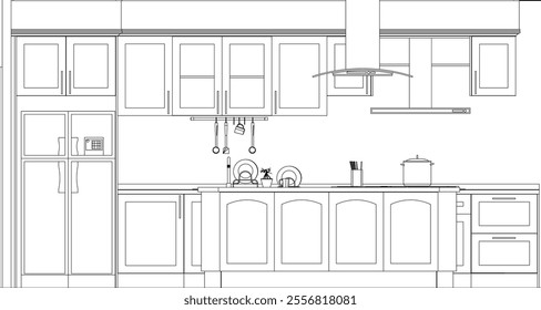 Black and white elevation kitchen design