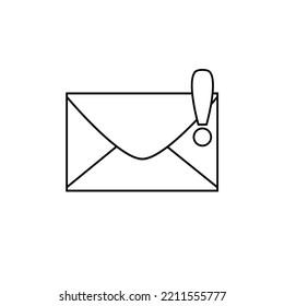 Schwarz-Weiß-E-Mail-Symbol. Umschlag mit Ausrufezeichen. Ausrufezeichen. Web-Symbol.