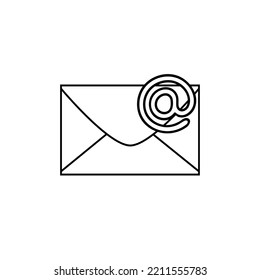 Black and white email icon. Envelope icon. Web icon.