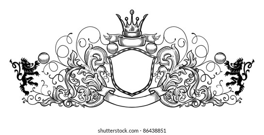 black and white emblem, all the elements are grouped
