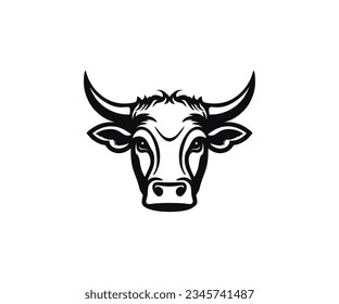 Black and white emblem of a bull logo design. Buffalo Head, Cow Head Silhouette vector design and illustration.



