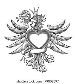 black and white emblem with the eagle, all the elements are grouped