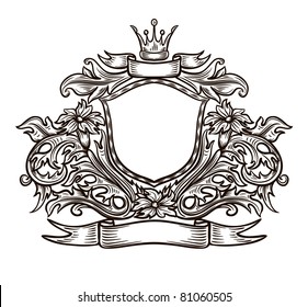 Black White Emblem All Elements Grouped Stock Vector (Royalty Free ...