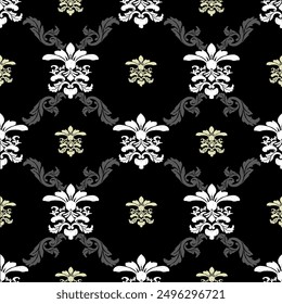 Black and white with black embroidery, motif ethnic ikat seamless textile illustration, print striped ornament, pattern, design for wrapping, silk, scarf, background, textile, carpets, curtains.

