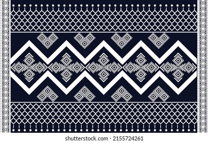 Black and white embroidery.geometric ethnic oriental seamless pattern traditional background.Aztec style,abstract,vector,illustration.design for decoration,scarf,carpet,texture,fabric.Thai cloth.