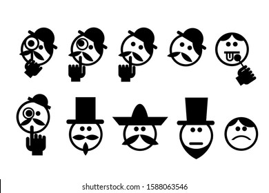 Black and White Emoticons Ethnic Faces
