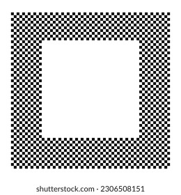 Black and white empty squarish checkered frame border vector illustration