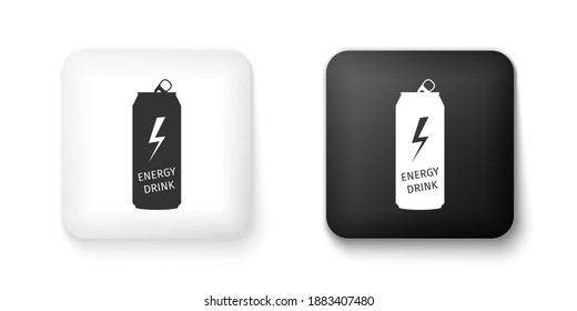 Black and white Energy drink icon isolated on white background. Square button. Vector.