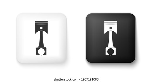 Black and white Engine piston icon isolated on white background. Car engine piston sign. Square button. Vector.