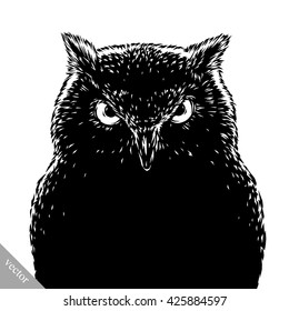 black and white engrave evil vector owl bird