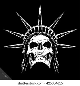 black and white engrave evil vector skull face