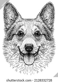 black and white engrave isolated corgi vector illustration