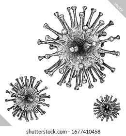 black and white engrave isolated coronavirus vector illustration
