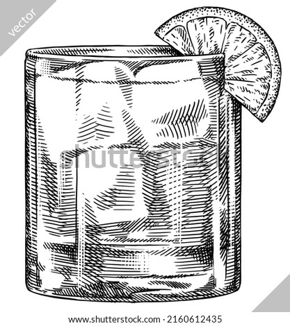 black and white engrave isolated drink vector illustration