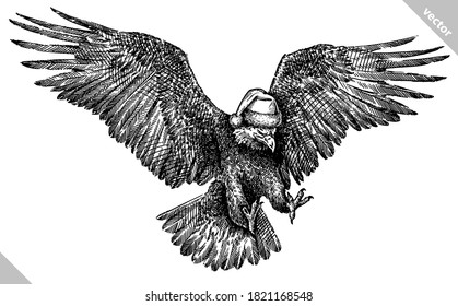 Schwarz-Weiß-Gravur, einzelne Adler-Vektorgrafik