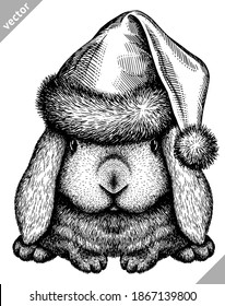 black and white engrave isolated rabbit vector illustration