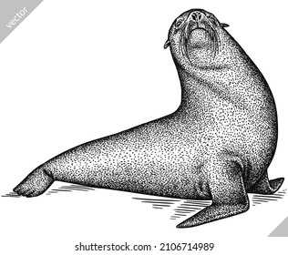 black and white engrave isolated seal vector illustration