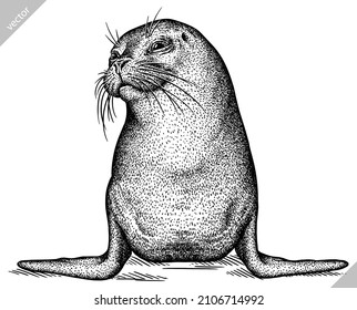 black and white engrave isolated seal vector illustration