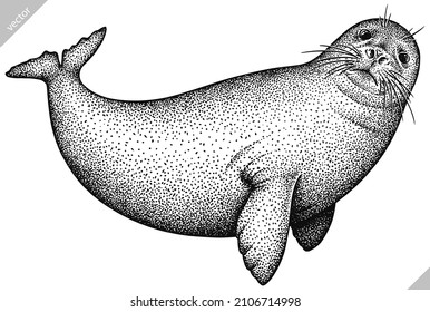 black and white engrave isolated seal vector illustration