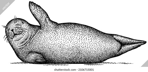 black and white engrave isolated seal vector illustration