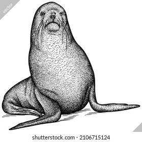 black and white engrave isolated seal vector illustration