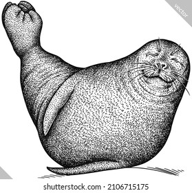 black and white engrave isolated seal vector illustration