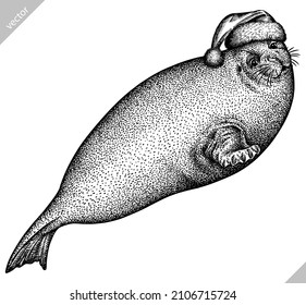 black and white engrave isolated seal vector illustration