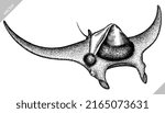 black and white engrave isolated stingray vector illustration