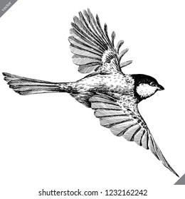 black and white engrave isolated tit vector illustration