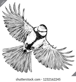 black and white engrave isolated tit vector illustration