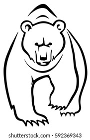 Black and white engrave isolated vector bear