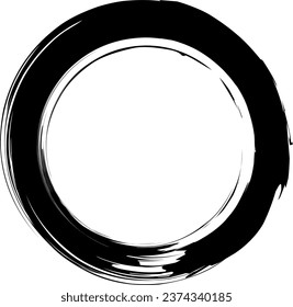 Black and white enso circle. Brush stroke.