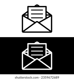 icono de sobre blanco y negro