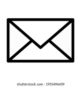 icono de sobre blanco y negro. el icono es adecuado para el diseño de historias y sitios web