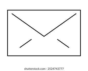 Un sobre blanco y negro con un diseño minimalista. Simboliza correo, comunicación, mensajes y correo electrónico. Ideal para comunicación, mensajería digital, notificaciones, correspondencia y papelería